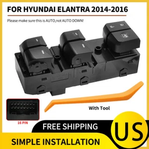 fit Hyundai Elantra 2014 2015 2016 Left Driver Master Door Window Switch Black - Picture 1 of 9