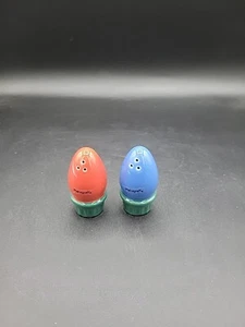 Pfaltzgraff Ceramic Red Blue Bulbs Christmas Salt Pepper Shakers - Picture 1 of 3