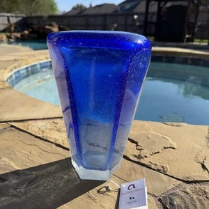 ALESSANDRO COPPOLA CRYSTAL VASE 6.5 LBS 10” HIGH NO FLAWS WITH TAGS MURANO ITALY - Picture 1 of 17