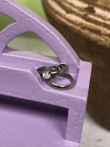 Estate Find, Engagement/Wedding Ring With Clear Stone Charm/Pendant - Picture 1 of 12