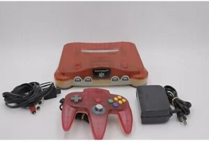 Nintendo 64 Console Clear red Controller & Cable N64 Used Tested NTSC-J Japan - Picture 1 of 1