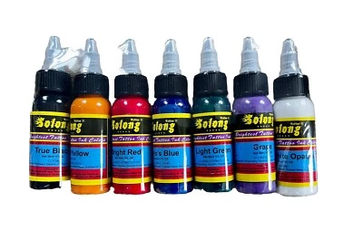 SOLONG TATTOO 7 PIECE COLOURED INK SET PIGMENT KIT