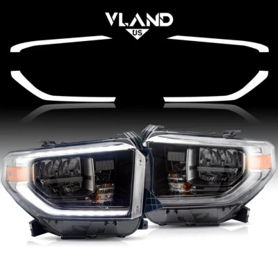 Pair VLAND Full LED For 2014-2021 Toyota Tundra Headlights Front Light w/Dynamic - Image 1 of 4