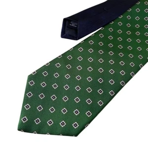 Roundtree & Yorke grüne Seidenkrawatte geometrisches Muster Business Freizeit - Bild 1 von 8