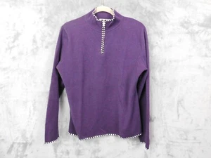 Neve Sweater Womens Large Purple Cotton Wool 1/4 Zip Pullover Nordic Fair Isle - Picture 1 of 11
