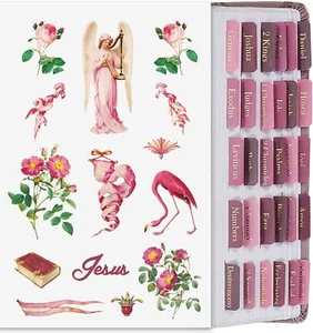 Laminated Gold Foil Large Print Bible Tabs with Stickers for Women and Men Bible - Picture 1 of 6