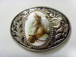 Hebilla de cinturón ecuestre cabujón cabeza de caballo vintage del oeste de EE. UU. 48215 - Imagen 1 de 5