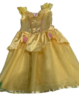 Disney BELLE Yellow Pink Rose Beauty and the Beast Play Costume Dress Size S 4-6 - Image 1 of 4
