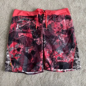 Under Armour Board Shorts Mens Fits 38 Red Black Swim Trunks Drawstring - Picture 1 of 5