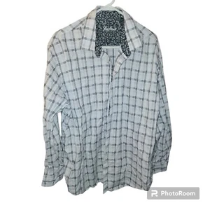 Van Heusen Dress Shirt 18-18 1/2 Mens Blue Checked Long Sleeves  Button Up Top - Picture 1 of 3