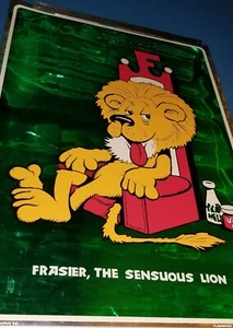 Vintage 1972 Frasier der sinnliche Löwe, Löwenland Safari Chrome Mylar Poster selten - Bild 1 von 21