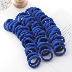 Thick Cotton Hair Rubber Bands, Durable Elastic Ties, Ponytail Holders, in Blue - Picture 1 of 1