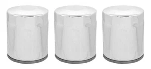 Lot of 3 Chrome 10 Micron Oil Filter Harley Big Twin Cam M8 Repl 63798-99 - Picture 1 of 1