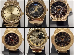48mm Montres Carlo Men's Quartz Metal Band Watches- Pick Your Design - Picture 1 of 33