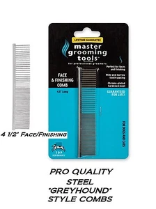 MASTER GROOMING TOOLS STEEL FACE FINISHING EYE EAR"Greyhound"Style COMB Dog Pet - Picture 1 of 2