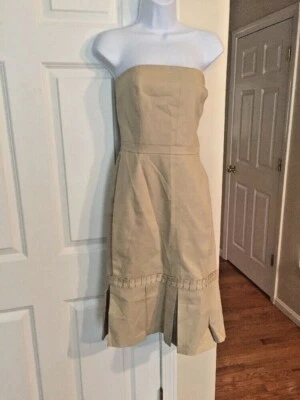 Новый розовый Tartan желтовато-коричневый без бретелек плиссированные внизу платье - размер 4 - Изображение 1 из 3