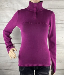 Tommy Hilfiger Sweater Small XS Magenta Cream Side Stripe Ribbed Snap Buttons - Picture 1 of 12