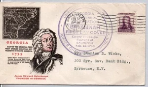 Scott# 726 General Oglethorpe from Savannah, GA on IOOR cachet with two cancels - Bild 1 von 1