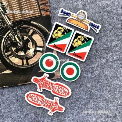 Motorcycle Fuel Tank Fairing Cowl Helmet Badge Emblem Decal Stickers For Vespa - Image 1 of 2