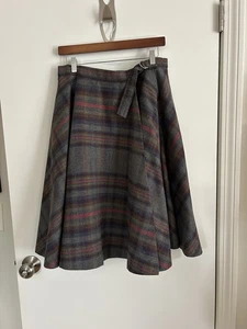 Vintage Wolle kariert Kreis Wickelrock grau Hintergrund groß - Liebling! - Bild 1 von 10