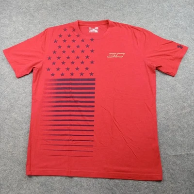 Under Armour Shirt Mens Large HeatGear SC30 Flag Graphic Tee Loose Steph Curry - Image 1 of 4