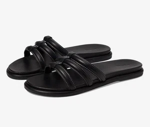 Neu Neu mit Etikett Olukai Tiare Pantoletten Sandalen Größe 9 schwarz dreifacher Riemen gepolstertes Fußbett - Bild 1 von 9