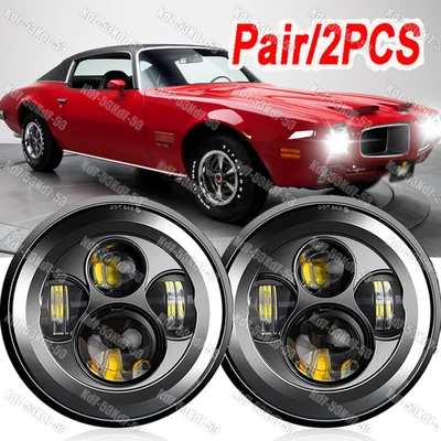 Faros LED negros de 7" lámpara de haz DRL alto/bajo para Pontiac Firebird 1970-1976 A++ Foto 1 de 4