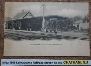 circa 1906 Lackawanna Railroad Station-Depot, CHATHAM , N.J POSTCARD LITHO b&w - Picture 1 of 2