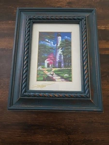 Vintage Key West FRAMED POSTER Lighthouse ART Deco, Travel, SIGNED 8 x 10" - Picture 1 of 8