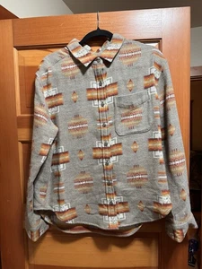 Pendleton Women's Button Down Long Beach Chamois Shirt Tan Chief Joseph Medium - Picture 1 of 3
