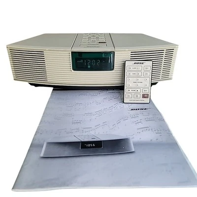 Bose Wave Radio Model AWR1-1W Alarm Clock AM/FM Radio (White) w/ Remote - Manual - Image 1 of 4