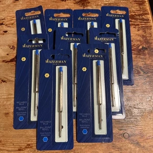 9 Waterman Ballpoint Pen Refills  Medium  Blue Paris - New - Picture 1 of 3