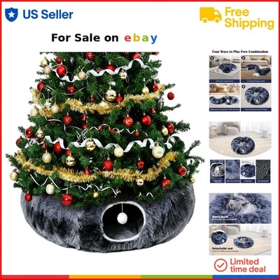 Cat Tunnel Bed Plush Toys Set Indoor Cozy Playhouse Multi-Functional - Image 1 of 4