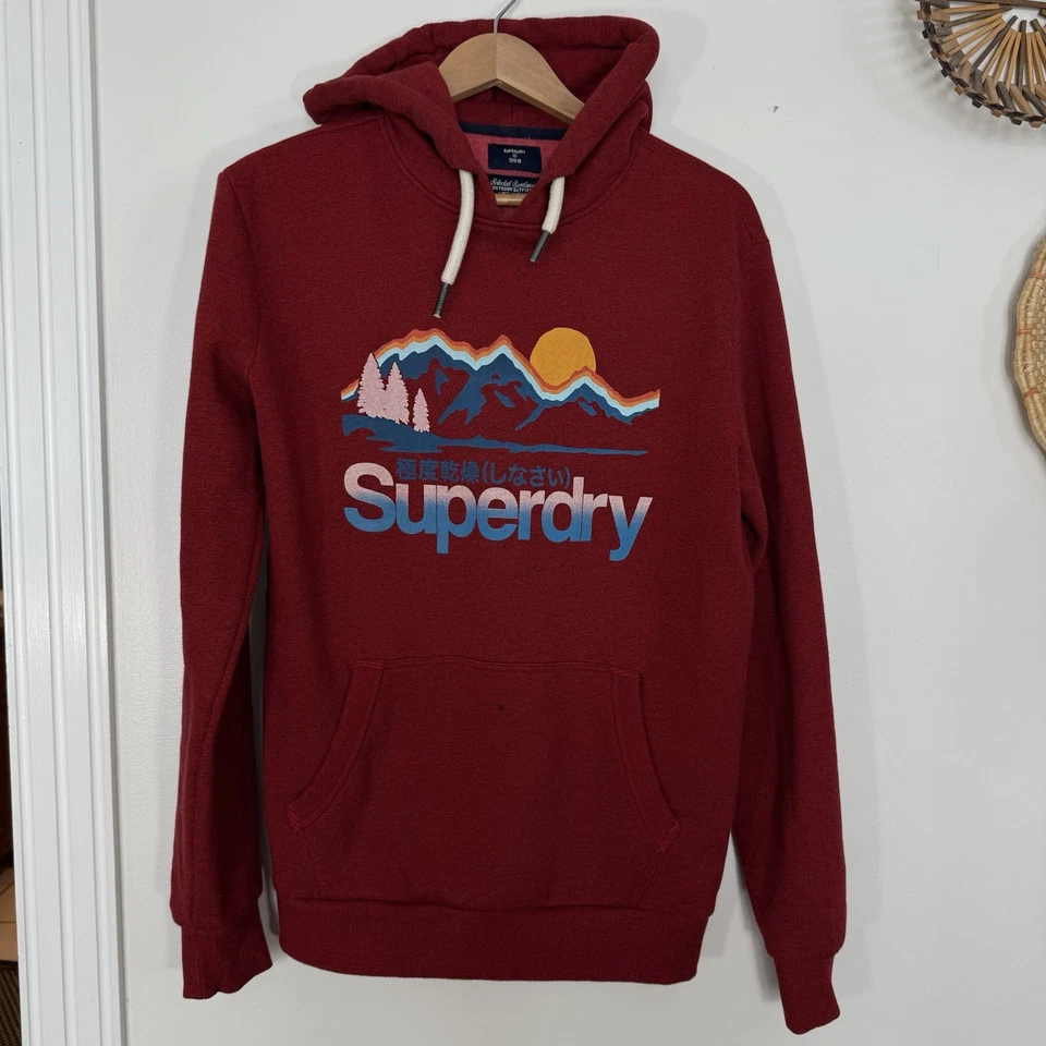 SUPERDRY Core Logo Excelente Exterior Peso Pesado Sudadera con Capucha Para Hombre M Algodón Pullover Foto 1 de 4