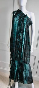 BNWT Sensational Jaeger One Shoulder Snakeskin Print Silk Dress, RRP £399, M/L - Picture 1 of 18