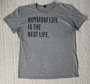 Junge Mama Leben ist das beste Leben Damen XL grau weiß grau Grafik T-Shirt Amboss - Bild 1 von 5