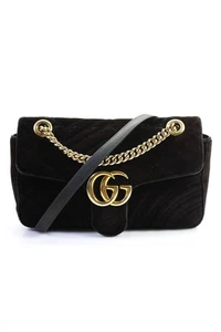 Bolso de hombro pequeño Gucci para mujer GG Marmont Matelasse de terciopelo marrón oscuro - Imagen 1 de 19