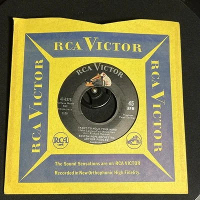 Boston Pops Fiedler 45RPM “Want To Hold Your Hand” 1964 Beatles Classical Pop 7” - Image 1 of 3
