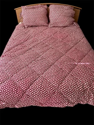 Edredón de algodón geométrico reversible Pottery Barn completo/rojo reina/blanco y 2 fundas Foto 1 de 4
