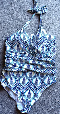 Boden Badeanzug/Swimsuit Gr. 48L(länger geschnitten) Blau "Ananas" - Bild 1 von 2