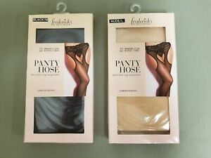 new Fredericks of hollywood sheer lace top suspender pantyhose.  2 colors 