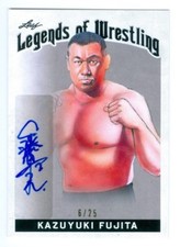 KAZUYUKI FUJITA "SILVER AUTOGRAPH CARD /25" LEAF LEGENDS OF WRESTLING 2018
