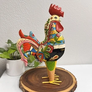 Rooster Metal Sculpture Colorfully Painted 15.5 inch Home Decor - Picture 1 of 8