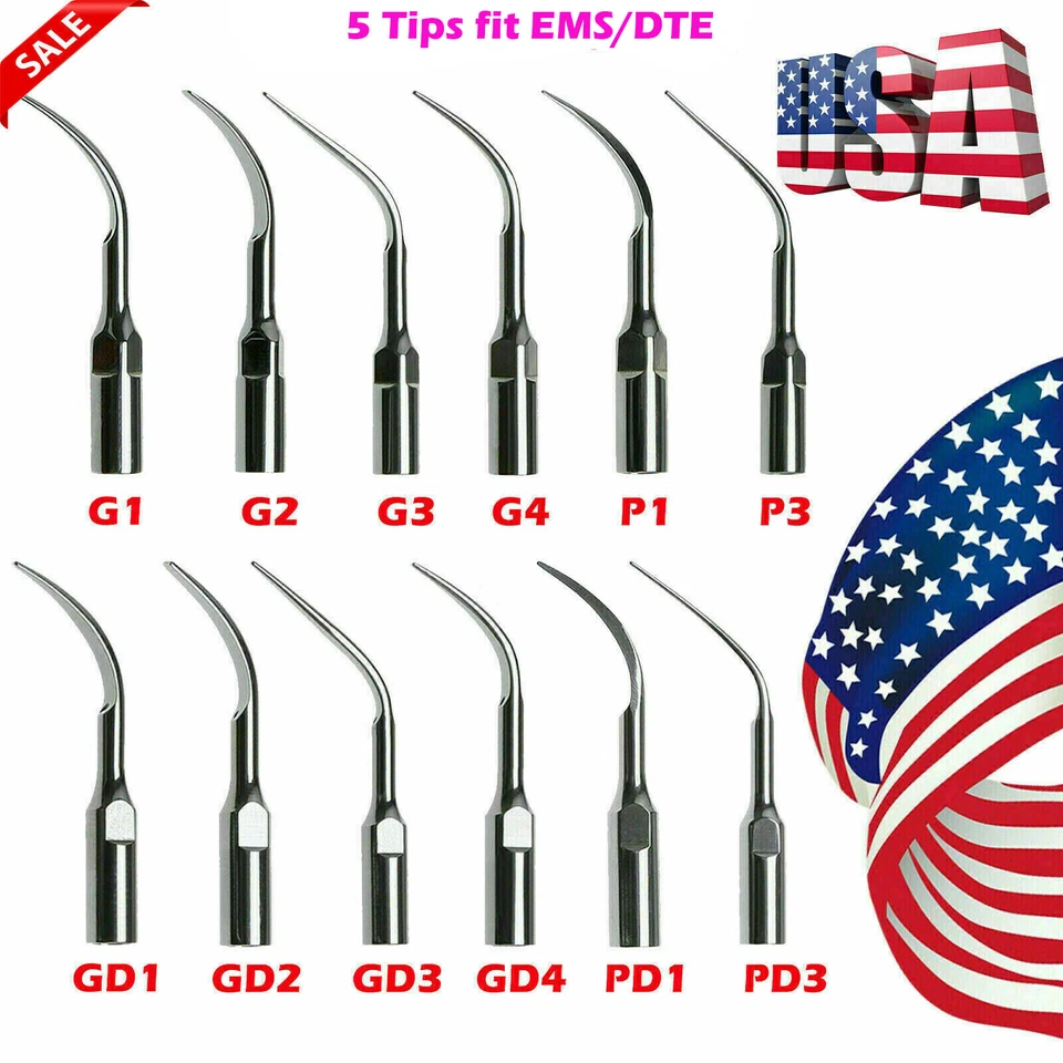 5pcs Dental Ultrasonic Piezo Scaler Tips Fit Cavitron EMS / DTE SATELEC FDA CE - Image 1 of 2