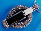 vintage Beauty   Sterling Silver 925  Pendant and necklace large onyx pearls    
