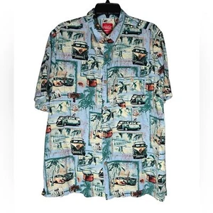 Coca Cola Mens Size Large Casual Shirt VW Bus Allover Print Graphic Button Up - Picture 1 of 6