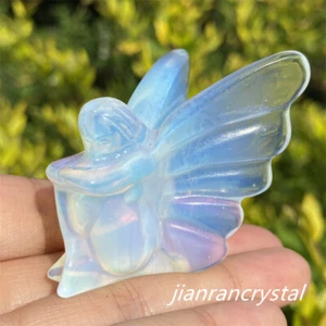 1pc Opalite Butterfly Fairy Carved Quartz Crystal Skull Reiki Healing Gift  2" - Picture 1 of 10
