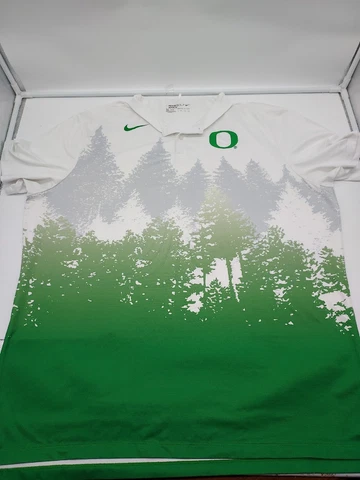Oregon UO DUCKS Golf TEAM ISSUED Nike Dri-Fit Polo NCAA Tree All Over Print Cover