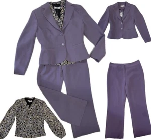 NWT 3 Pcs PETITE SOPHISTICATE Lavender Blazer Dress Pants Suit Business Set Sz 4 - Picture 1 of 14