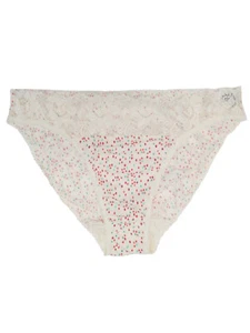 M&S CREAM Cotton Rich Floral Print Bikini Knickers - Plus Size 20 - Picture 1 of 3